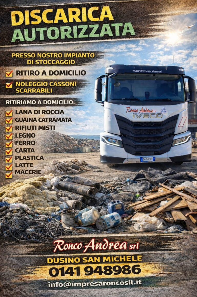 Discarica autorizzata Ronco Andrea s.r.l. a Dusino San Michele Cassoni scarrabili per smaltimento rifiuti Servizio di ritiro rifiuti a domicilio – Ronco Andrea s.r.l.